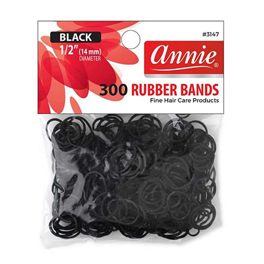Annie 300 Rubber Bands Small One Size 1/2' Black/ Case/48