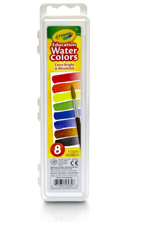Crayola Educational Water Colors, 12/Case